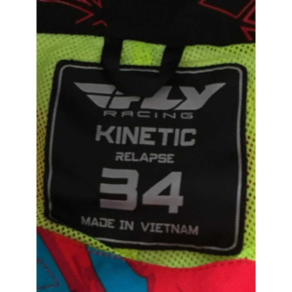 Fly Racing Kinetic Relapse MX Pants Mens 34 Teal Red Hi-Vis Motocross NWT